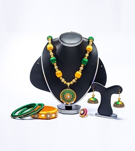 Women's Multi Color Stone Pearl Jewelry Set