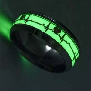 Rhodium-Plated Radium Ring - Heartbeat Design