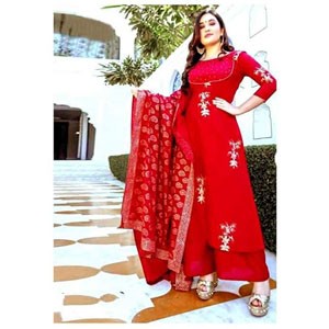 Unstitched Cotton Block Printed Three Piece