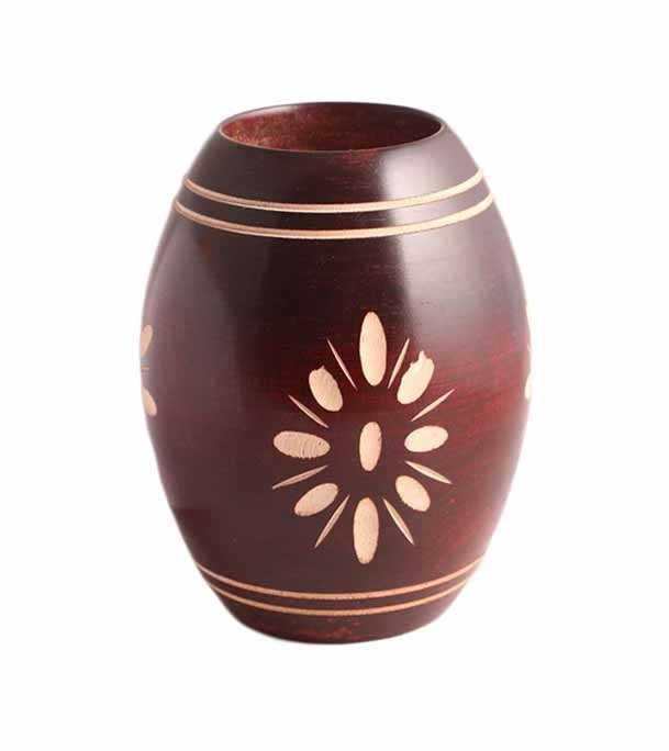 Handcrafted Oval Shape Wooden Pen Holder