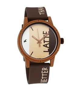 Fastrack 38062pp03w Tees Café White Dial Brown Plastic Strap