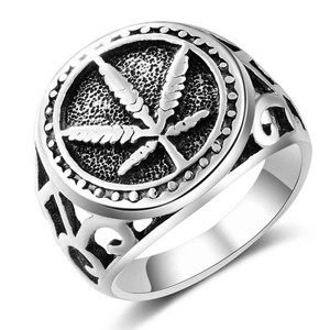 Men Ancient Silver Color Drop Ring For Men