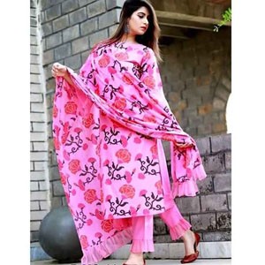 Unstitched Cotton Block Printed Three Piece
