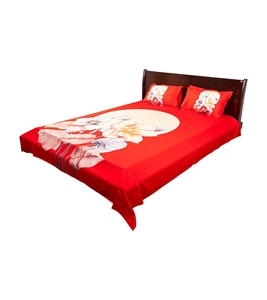 Bed Sheet Moon Light Flower Red