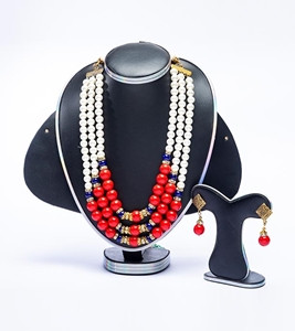 Women's Multi Color Stone Pearl Jewelry Set