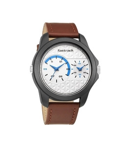 Fastrack 38042pl01 White Dial Dual Time Watch