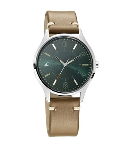 Fastrack 3237sl01 Tripster Dark Green Dial Leather Strap Watch