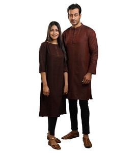 Men's & Women's Cotton Couple Panjabi & Kameez Combo
