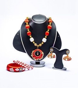 Women's Multi Color Stone Pearl Jewelry Set